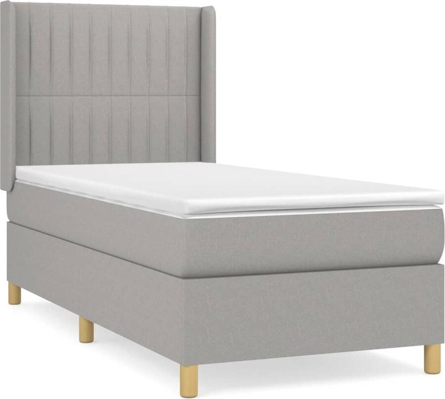 VidaXL Boxspring Lichtgrijs Inclusief Matras 80x200 cm Boxspringbed Boxspring Bed Frame Tweepersoonsbed Grijs Bed Pocketed Spring Mattress Medium Firm Mattress Adjustable Headboard - Foto 2
