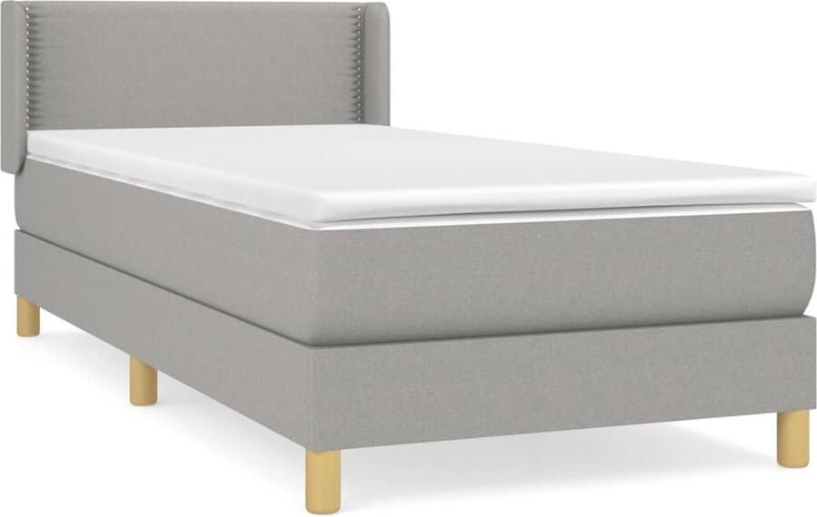 VidaXL Boxspring Lichtgrijs Inclusief Matras 80x200 cm Boxspringbed Pocketvering Middelhard Grijs Slaapkamerinrichting Boxsprings Bed Frame Tweepersoonsbed - Foto 2