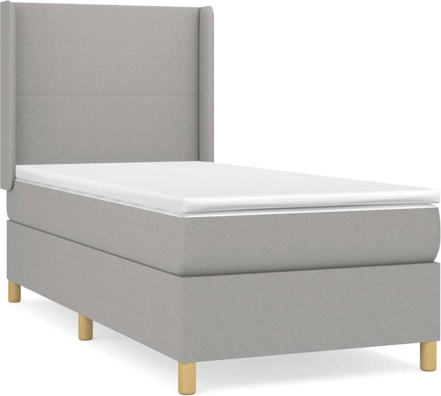 VidaXL Boxspring Lichtgrijs Inclusief Matras 80x200 cm Boxspringbed Slaapcomfort Boxspring Tweepersoonsbed Grijs Bed Frame Hoofdbord Matras Pocketed Spring Mattress - Foto 2