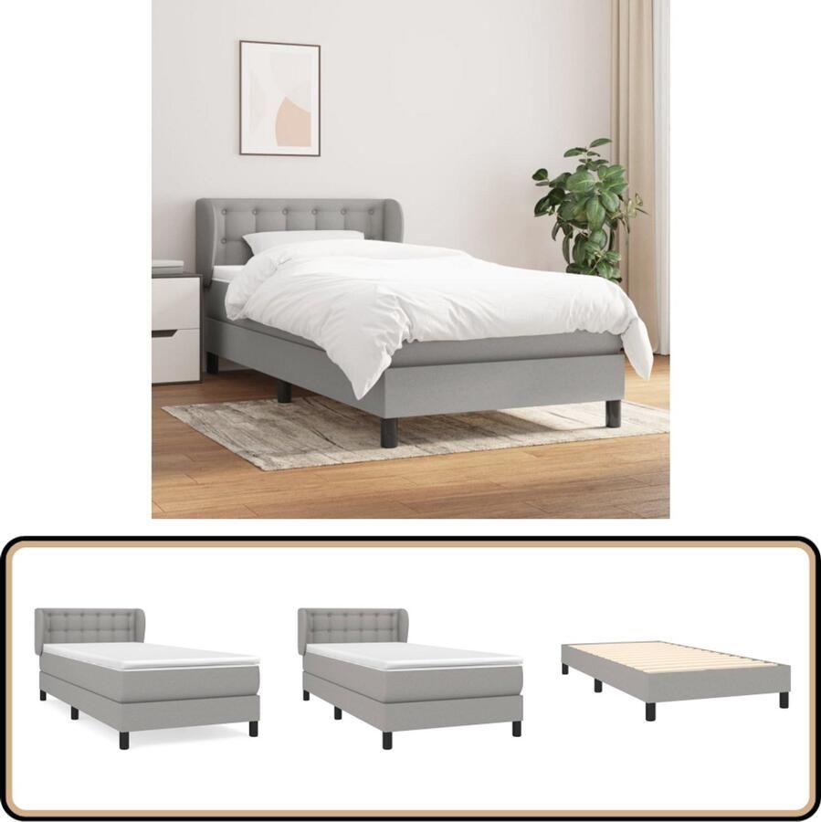 VidaXL Boxspring Lichtgrijs Inclusief Matras 80x200 cm Boxspringbed Slaapcomfort Pocketvering Matras Hoofdboard Licht Grijs
