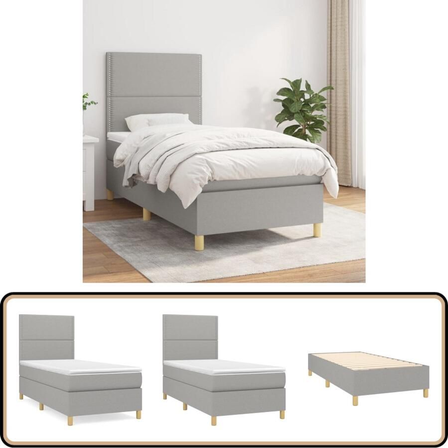 VidaXL Boxspring Lichtgrijs Inclusief Matras 80x200 cm Boxspringbed Slaapkamerinrichting Tweepersoonsbed Mattress Bedstee