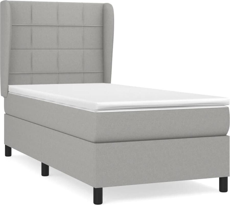 VidaXL Boxspring Lichtgrijs Inclusief Matras 80x200cm Boxspringbed Pocketvering Grijs Slaapkamer Meubilair Tweepersoonsbed Bed Frame Hoofdbord Matras Overmatras - Foto 2