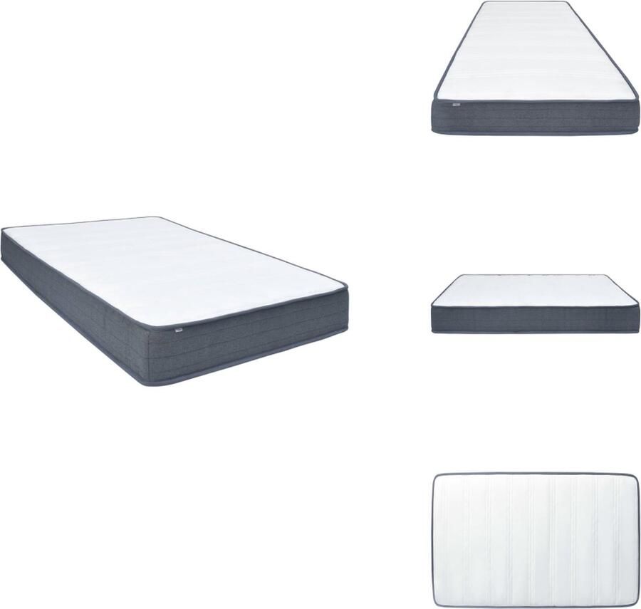 VidaXL Boxspringmatras 200x140x20 cm Wit Donkergrijs Boxspringmatras Matras Topper Boxspring Zweethoudend Anti Allergisch