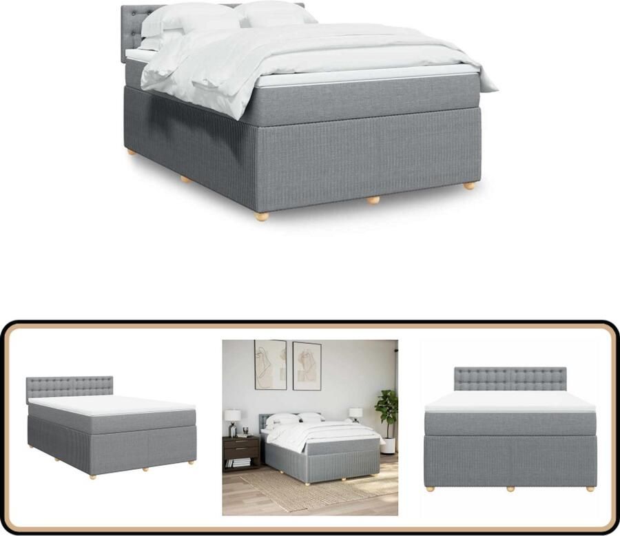 VidaXL Boxspring Matras Lichtgrijs 160x200 cm Boxspring Boxspringbed Tweepersoonsbed Matras Slaapkamermeubel
