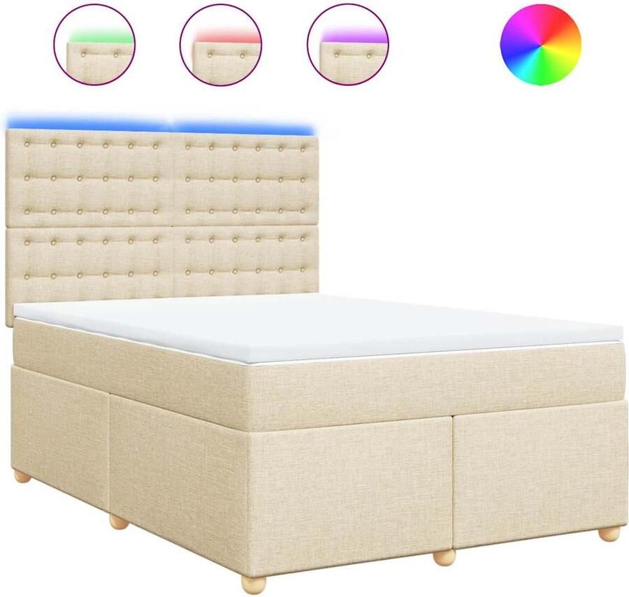 VidaXL Boxspring met LED en Matras 140x190 cm