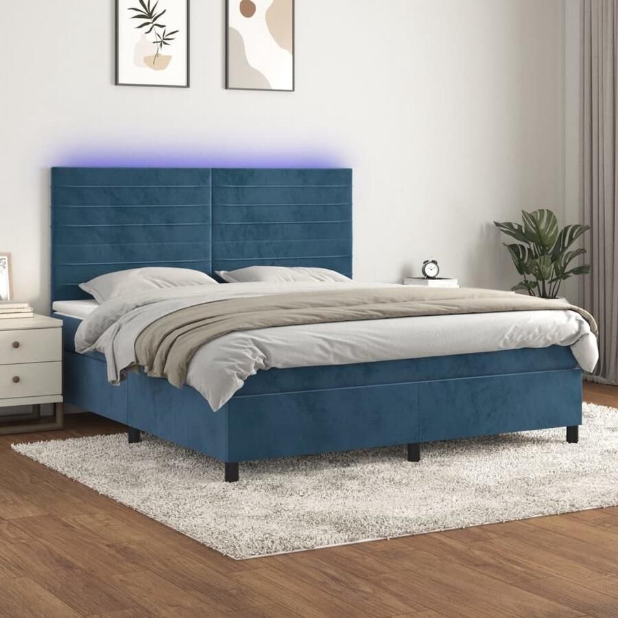 VidaXL Boxspring met LED Fluweel 180x200 cm Boxspring Bed Donkere Kleuren Velvet Bed Elektrisch Verstelbare Bedkop Led Lampen Pocketed Spring Mattress Slaapcomfort - Foto 2