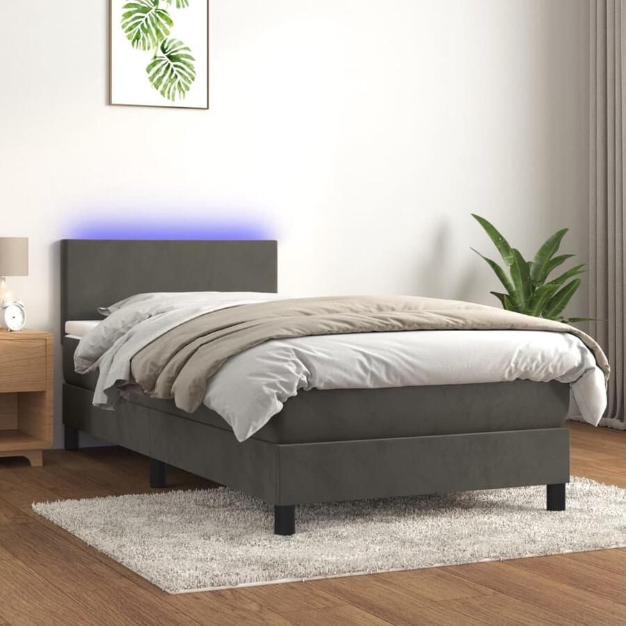 VidaXL Boxspring met LED Fluweel 80x200 cm Boxspring Fluweel Bed Led Bed Tweepersoons Bed King Size Bed Slaapcomfort Zachte Bedding Design Bed Moderne Slaapkamer - Foto 2