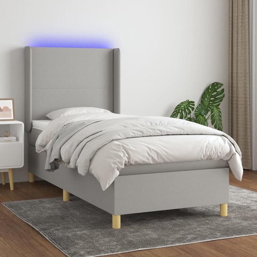 VidaXL Boxspring met LED Lichtgrijs 80x200 cm Boxspring Led Bed Boxspring Met Led Tweepersoons Bed Stapelbare Boxspring Grijs Bed Budget Boxspring Aanbieding - Foto 2
