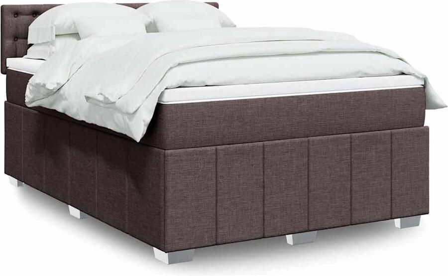 VidaXL Boxspring met matras 140x190 cm donkerbruin