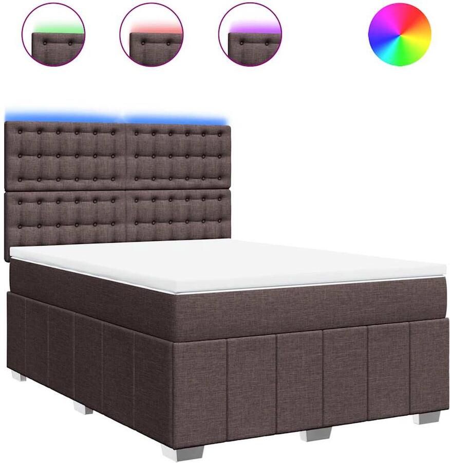 VidaXL Boxspring met matras 140x190 cm donkerbruin