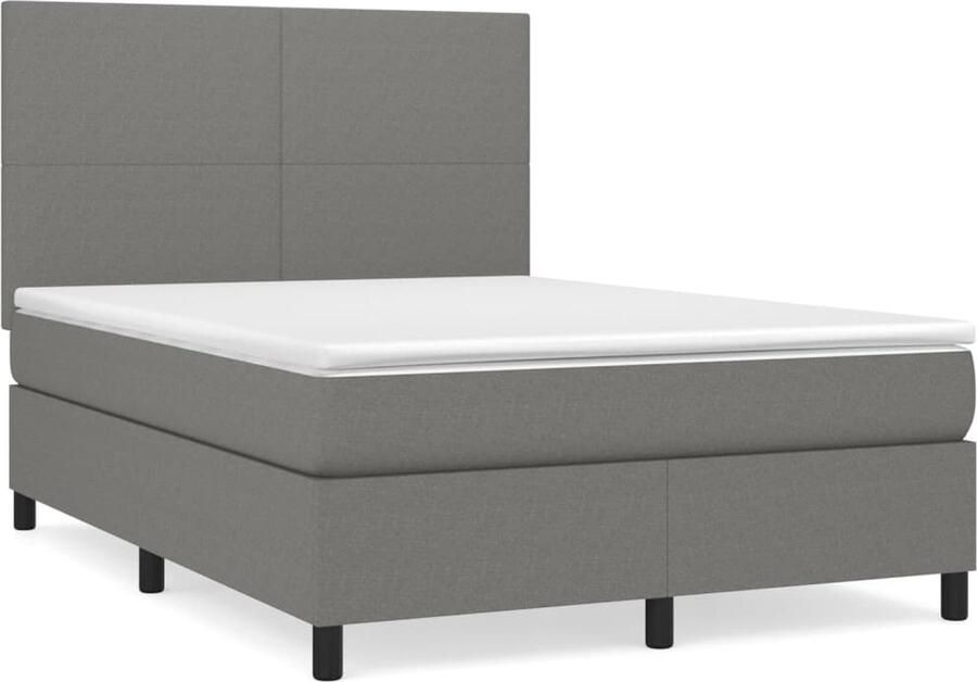 VidaXL Boxspring Donkergrijs 140x200 cm Inclusief Matras Boxspringbed Bed Frame Donkere Kleuren Tweepersoonsbed Slaapkamer Meubilair Pocketed Spring Mattress Adjustable Headboard - Foto 2