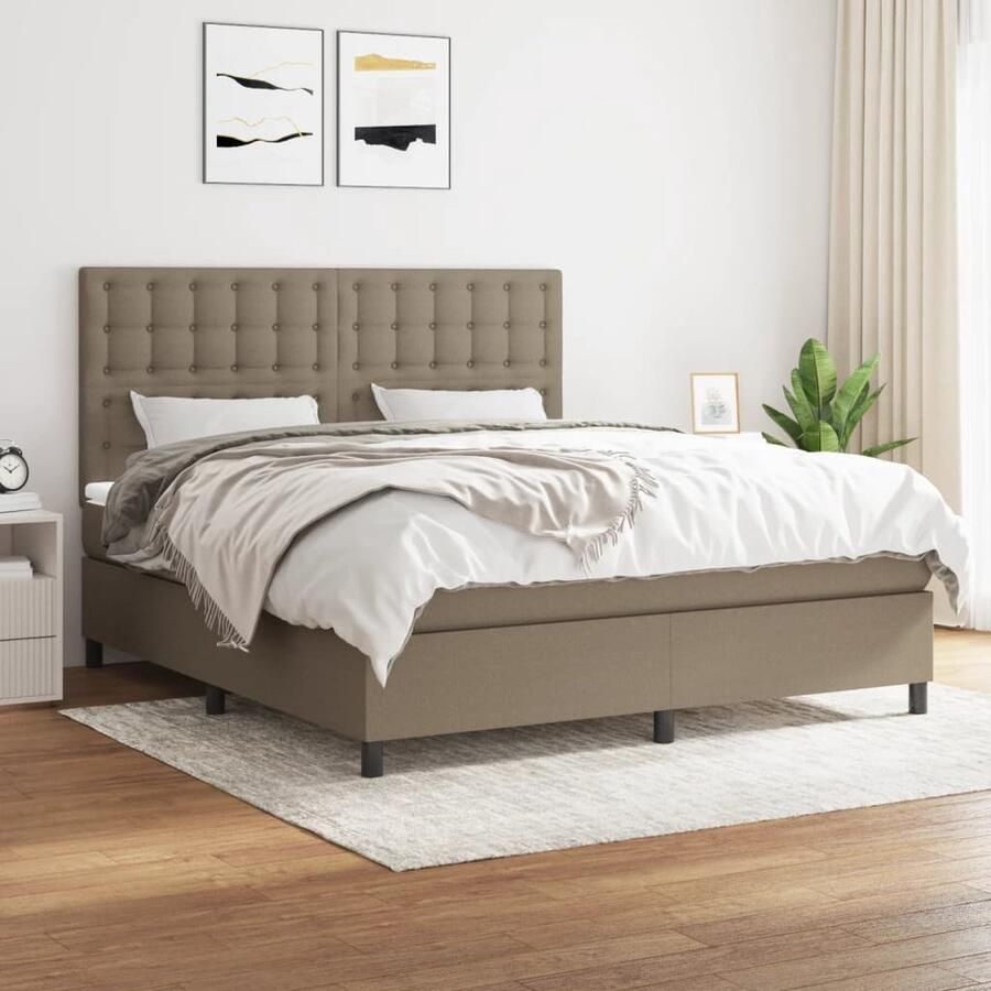 The Living Store Boxspringbed Pocketvering 180 x 200 cm Middelharde ondersteuning Boxspringbed Boxspring Tweepersoonsbed Pocketvering Middelhard Matras - Foto 2