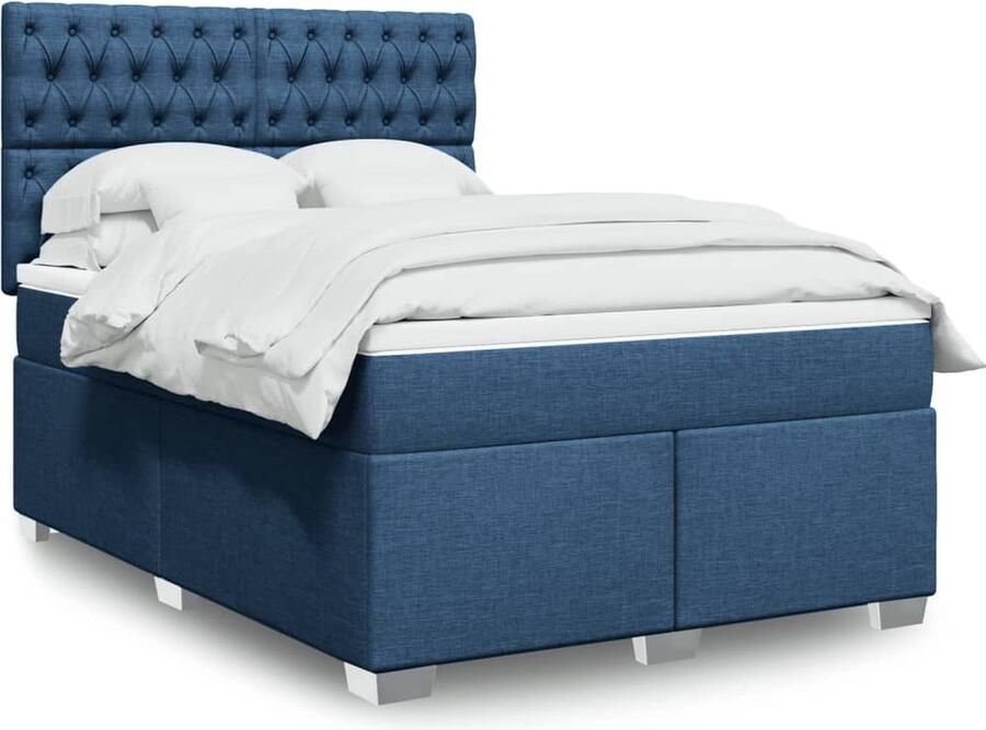 VidaXL Boxspring met Matras Blauw 140x190 cm