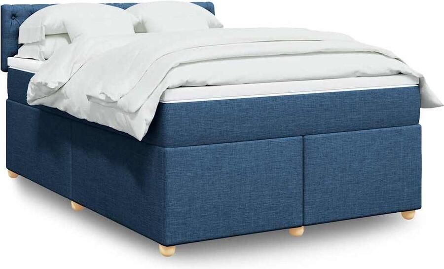 VidaXL Boxspring met Matras Blauw 140x190 cm