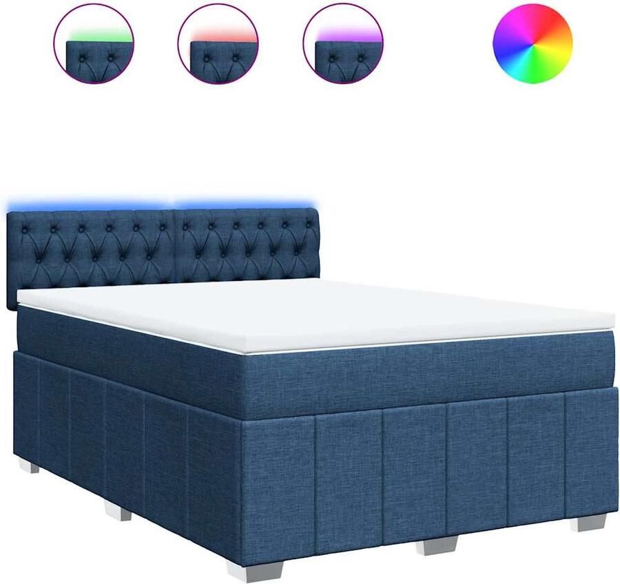 VidaXL Boxspring met matras blauw 140x190 cm