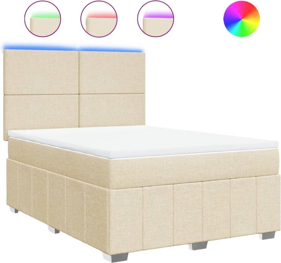 VidaXL Boxspring met matras crèmekleurig 140x190