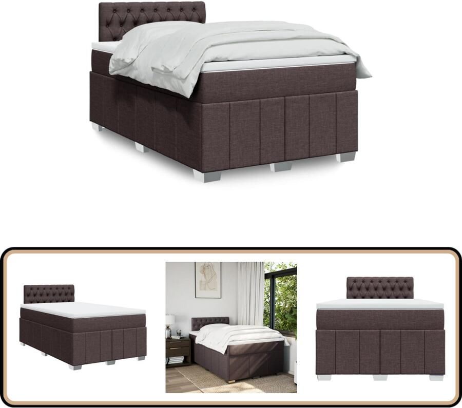 VidaXL Boxspring Met Matras Donkerbruin 120x200 cm Boxspring Boxspringbed Tweepersoonsbed Donkere Bruine Boxspring Matras