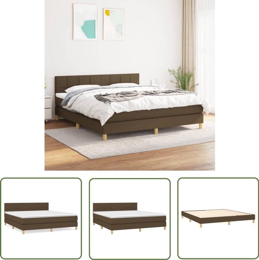 VidaXL Boxspring met Matras Donkerbruin 160x200 cm Boxspringbed Slaapcomfort Boxspring Donkere Kleuren Houten Frame
