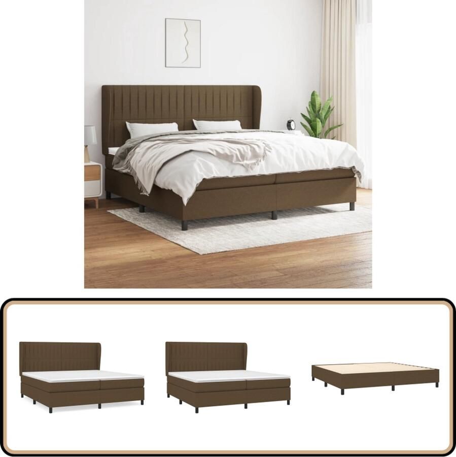 VidaXL Boxspring Met matras Donkerbruin 200x200 cm Boxspringbed Boxspring Slaapkamer Bed Frame Tweepersoonsbed