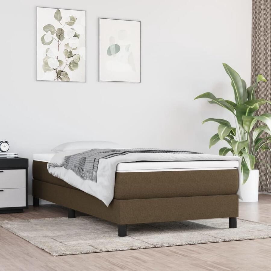 VidaXL Boxspring met matras Donkerbruin 80x200 cm Boxspringbed Slaapcomfort Boxsprings Premium Boxspring Bruine Boxspring Tweepersoons Bed Stapelbare Bedden - Foto 2
