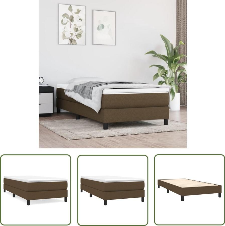 VidaXL Boxspring met matras Donkerbruin 80x200 cm Boxspringbed Slaapcomfort Boxsprings Premium Boxspring Bruine Boxspring Tweepersoons Bed Stapelbare Bedden