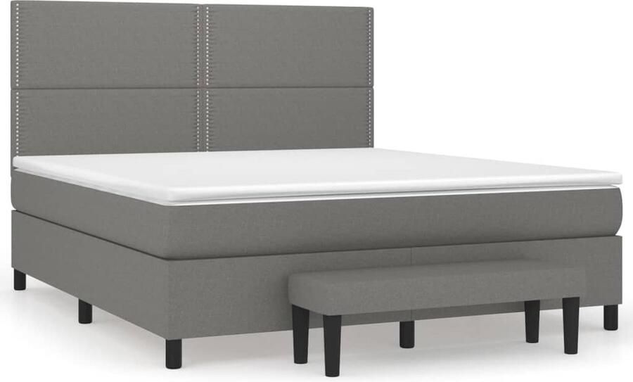 VidaXL Boxspring met matras Donkergrijs 160x200 cm Boxspringbed Donkere Kleuren Slaapkamer Meubels Tweepersoons Bed Pocketed Spring Mattress Adjustable Headboard Luxe Bed Design Bed Modern Bed - Foto 2
