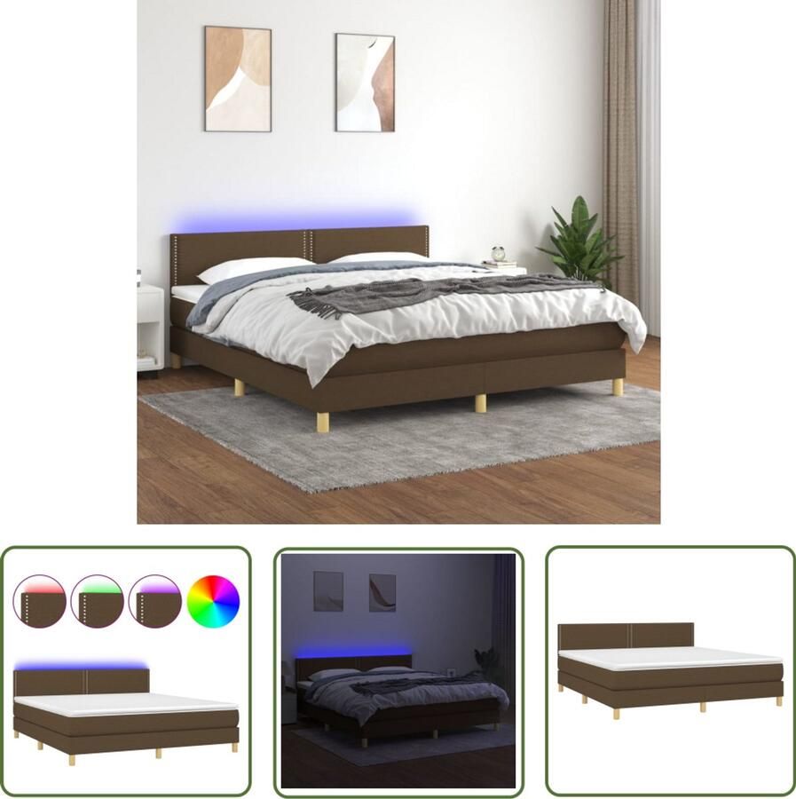 VidaXL Boxspring Met matras en LED 180x200 cm Boxspring Slaapcomfort Led Verlichting Elektrisch Verstelbare Hoofdbord Pocketed Veren Matras Luxe Bed Bedroom Decor