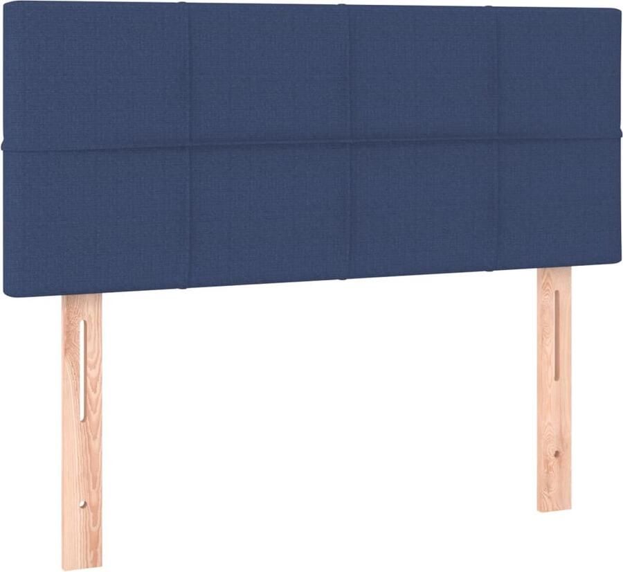 VidaXL Boxspring met matras en LED 80x200 cm Blauw Boxspring Led Bed Frame Blauwe Boxspring Slaapcomfort Pocketed Spring Mattress Adjustable Headboard Bedroom Furniture