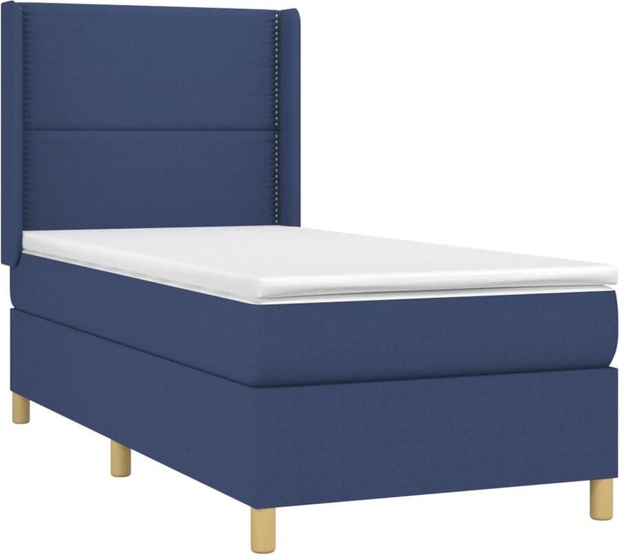 VidaXL Boxspring met matras en LED Blauw 80x200 cm Boxspring Bed Led Bed Slaapcomfort Pocketveer Matras Blauwe Boxspring Design Bed Hoofdbord Bedroom Furniture