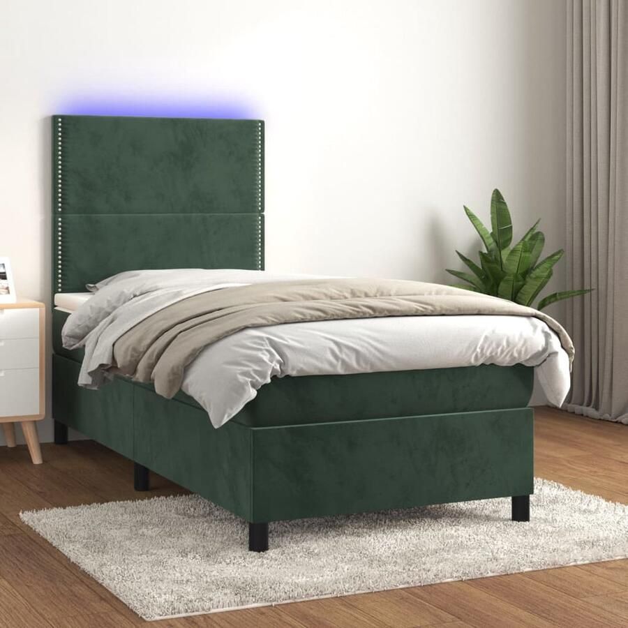 VidaXL Boxspring met matras en LED Fluweel 80x200 cm Boxspring Fluweel Bed Led Bed Donkere Kleuren Tweepersoons Bed King Size Bed Boxspring Kopen - Foto 2
