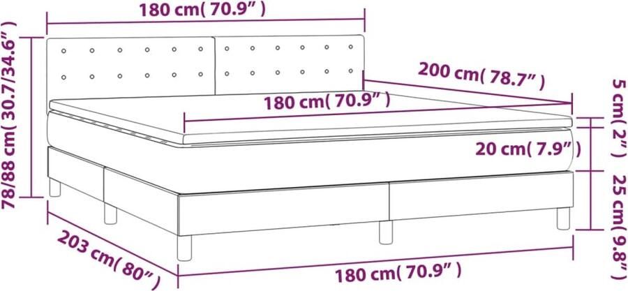 VidaXL -Boxspring-met-matras-en-LED-kunstleer-wit-180x200-cm - Foto 7
