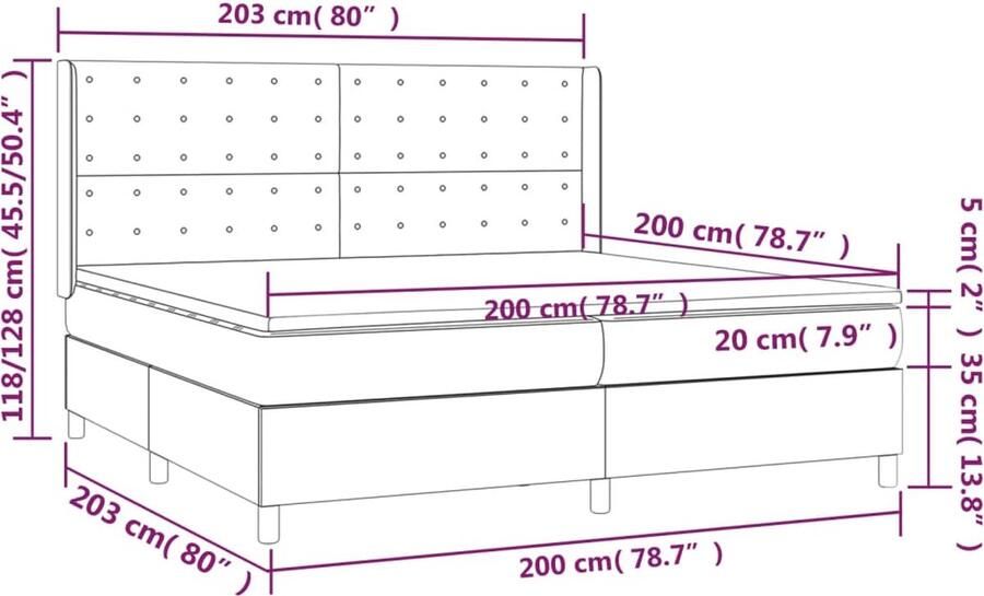 VidaXL -Boxspring-met-matras-en-LED-stof-blauw-200x200-cm - Foto 3
