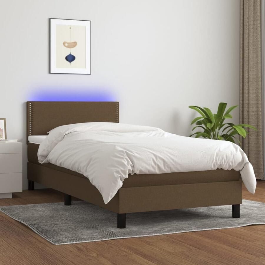 VidaXL Boxspring met LED en Matras Donkerbruin Boxspring Verstelbare Boxspring Led Boxspring Met Led Bruine Boxspring 90x200 Boxspring Frame Slaapcomfort Pocketed Veren - Foto 2