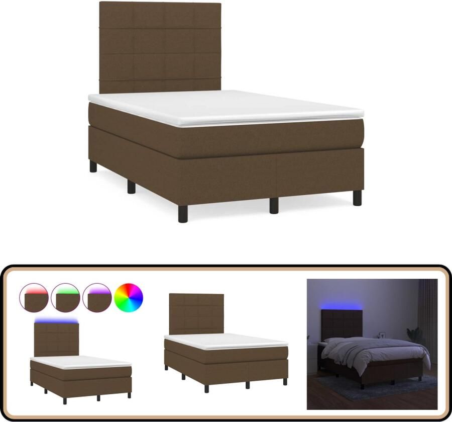 VidaXL -Boxspring-met-matras-en-LED-stof-donkerbruin-120x190-cm - Foto 2