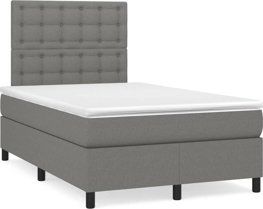 Vida XL Boxspring met matras en LED stof donkergrijs 120x190 cm SKU: V3270219 - Foto 2