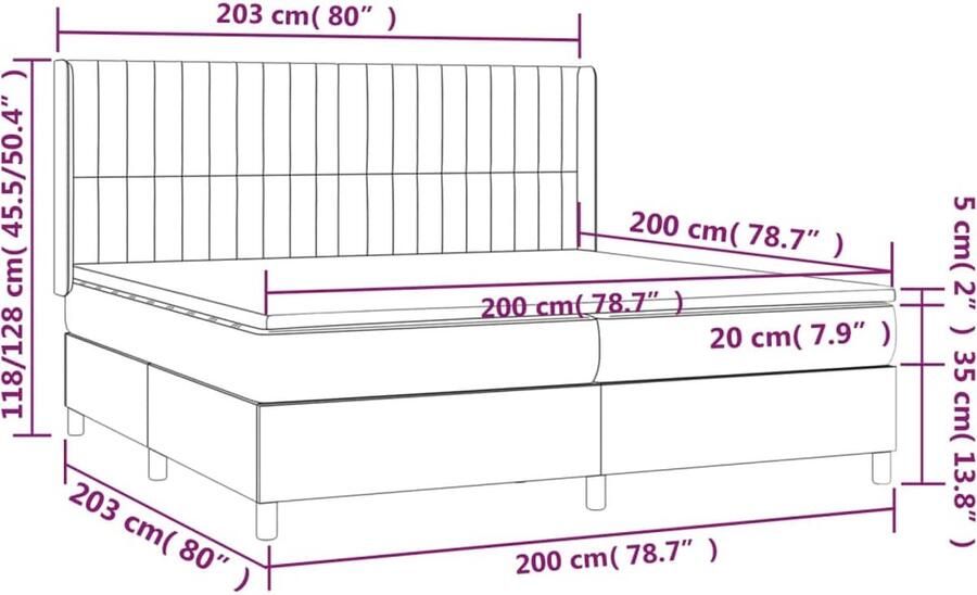 VidaXL -Boxspring-met-matras-en-LED-stof-lichtgrijs-200x200-cm - Foto 4