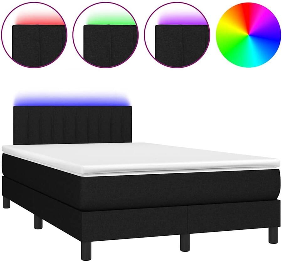 Vida XL Boxspring met matras en LED stof zwart 120x200 cm SKU: V3133783 - Foto 2