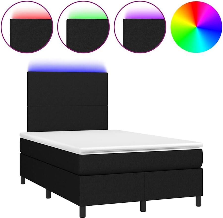 Vida XL Boxspring met matras en LED stof zwart 120x200 cm SKU: V3135663 - Foto 2