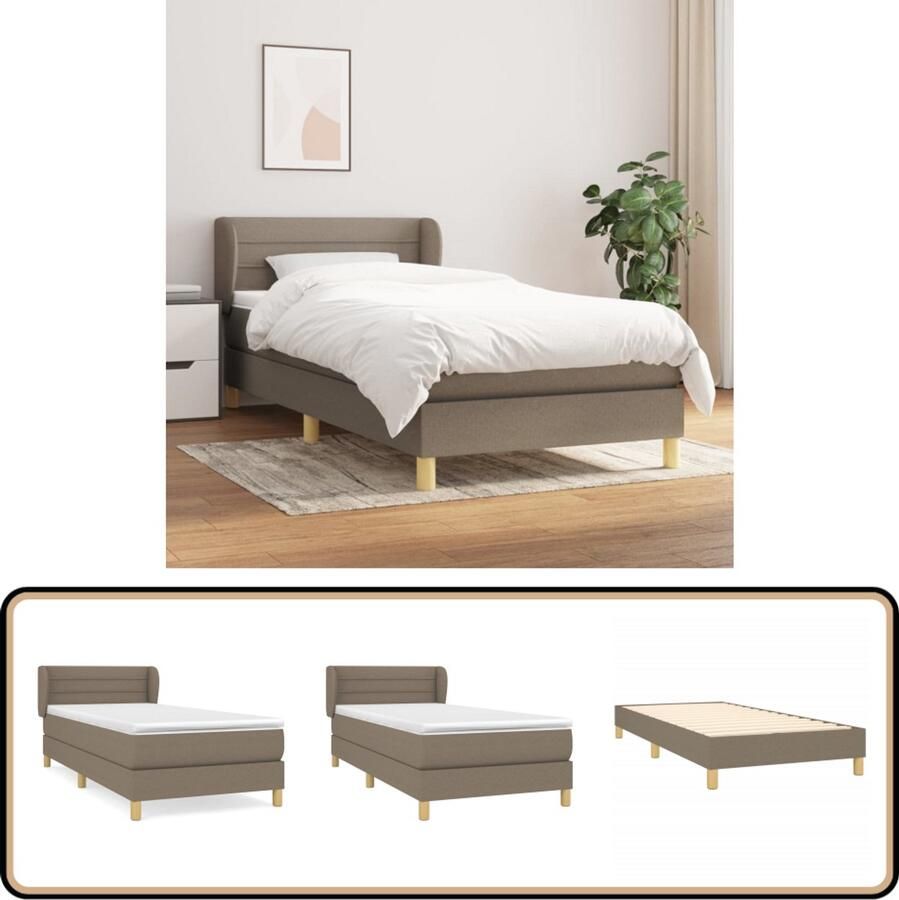 VidaXL Boxspring Met Matras en Topmatras Taupe 90x190 cm Boxspringbed Bed Frame Boxspring Tweepersoonsbed Taupecouleur Tapijtkleed