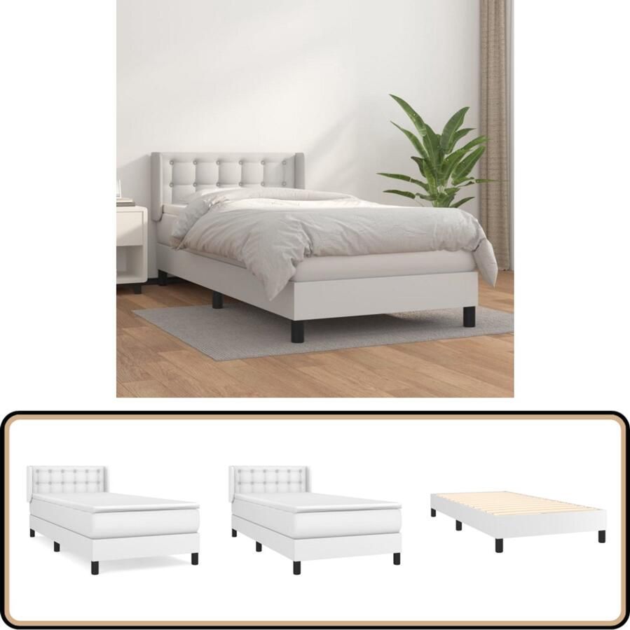 The Living Store Boxspring Bed Kunstleer 203 x 90 x 78 88 cm Verstelbaar hoofdbord Pocketvering matras Middelharde ondersteuning Huidvriendelijk topmatras