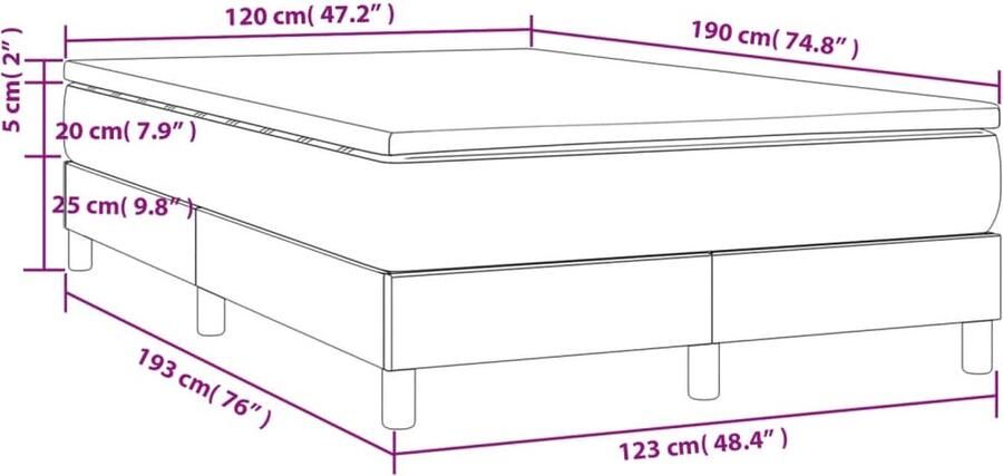 Vida XL Boxspring met matras stof donkergrijs 120x190 cm SKU: V3269658 - Foto 2