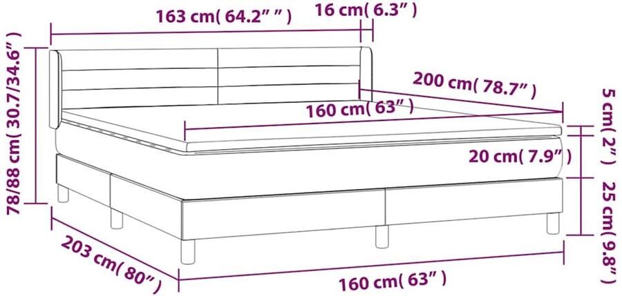 VidaXL -Boxspring-met-matras-stof-donkerbruin-160x200-cm - Foto 3