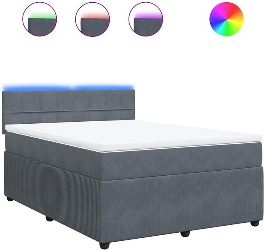 Vida XL Boxspring met matras fluweel donkergrijs 140x190 cm SKU: V3144676 - Foto 4