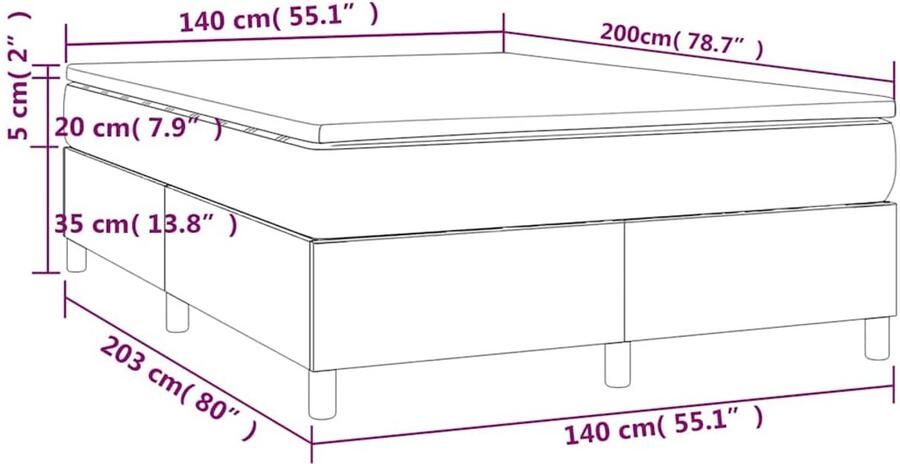 Vida XL Boxspring met matras fluweel donkergrijs 140x200 cm SKU: V3144682 - Foto 3