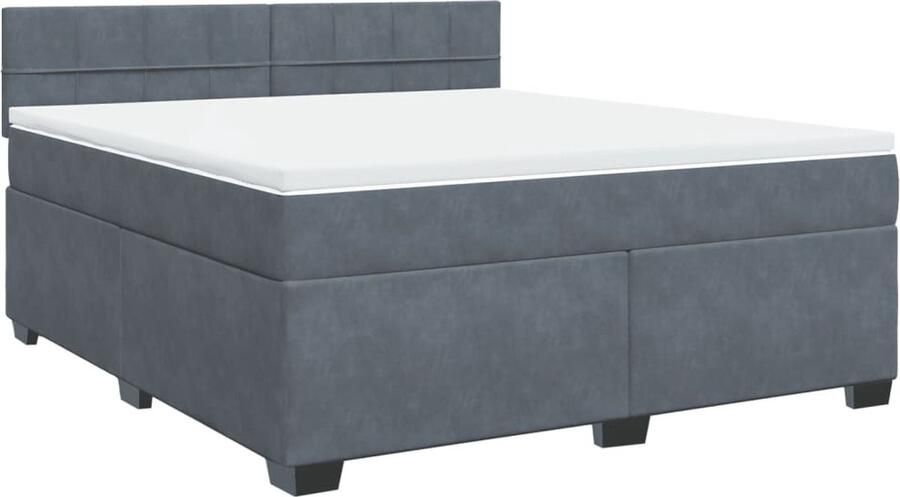 Vida XL Boxspring met matras fluweel donkergrijs 180x200 cm SKU: V3144694 - Foto 3