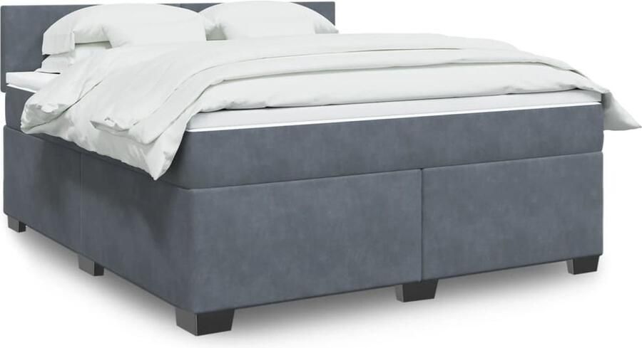 Vida XL Boxspring met matras fluweel donkergrijs 180x200 cm SKU: V3144694 - Foto 4