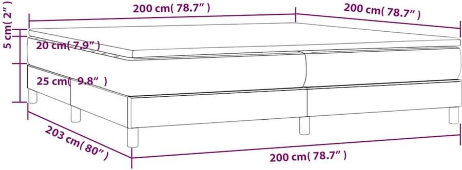 Vida XL Boxspring met matras fluweel lichtgrijs 200x200 cm SKU: V3144351 - Foto 2
