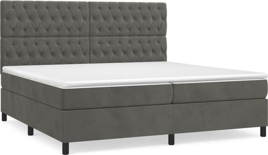 Vida XL Boxspring met matras fluweel donkergrijs 200x200 cm SKU: V3143224 - Foto 3