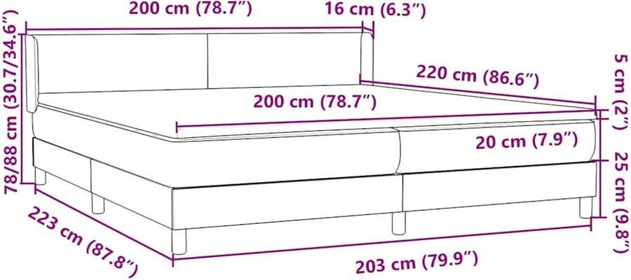 VidaXL Boxspring met matras fluweel donkergrijs 200x220 cm - Foto 2