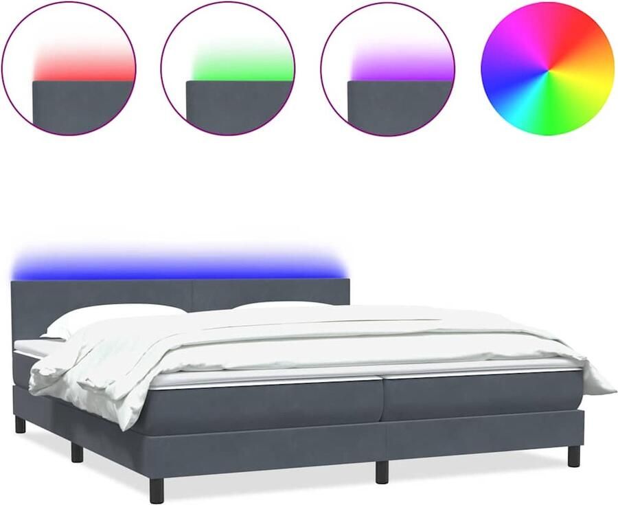 VidaXL Boxspring met matras fluweel donkergrijs 200x220 cm